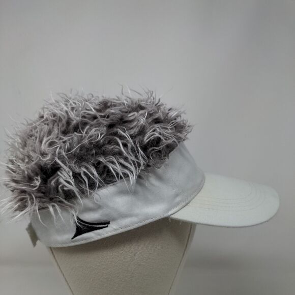 Flair Hair Strapback Sun Visor Hat Hair Wig White One Size Adjustable - Picture 5 of 9
